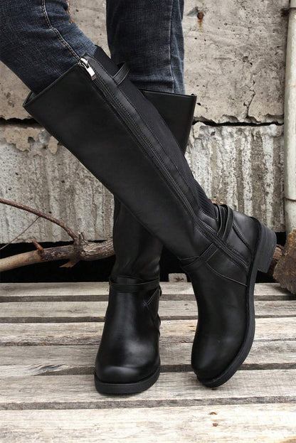 Josie Zipper Knee High Low Heel Boots