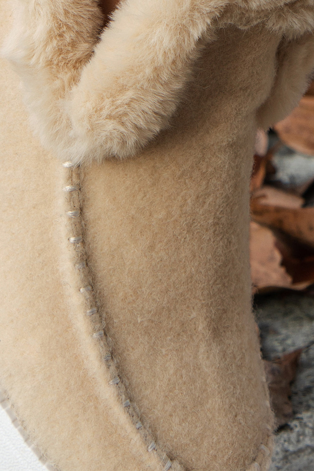 Anna Suede Stitching Plush Lined Anklet Boots Threaded Pear