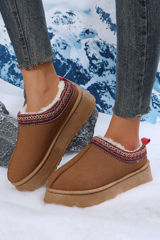 Jade Suede Plush Lined Snow Boots Threaded Pear
