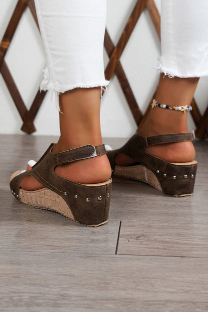Eleanor Studded Cut Out Wedge Sandals