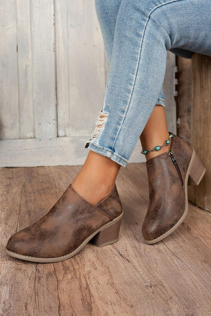 Tulip Opening Suede Ankle Boots