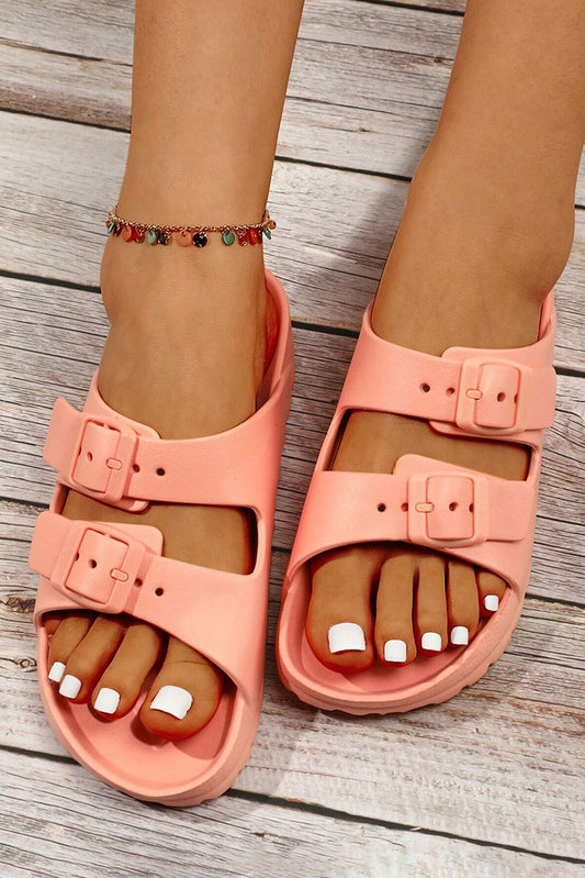 Double-buckle EVA Slippers Threaded Pear
