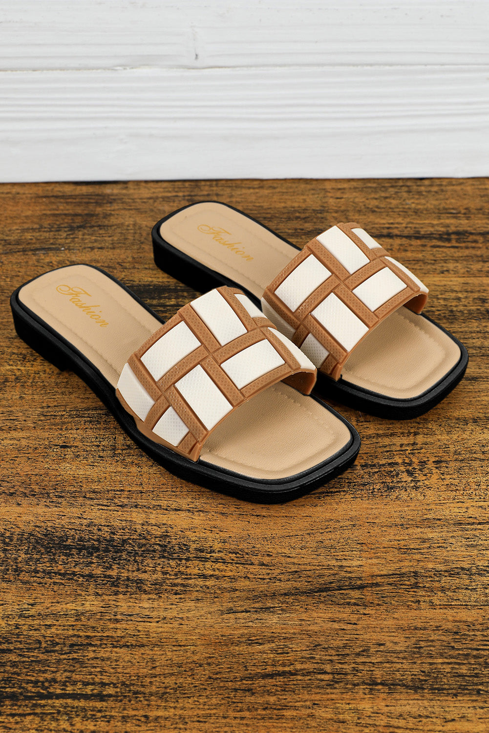 Two Tone Square Toe Slippers