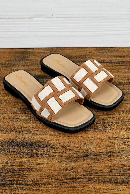Two Tone Square Toe Slippers