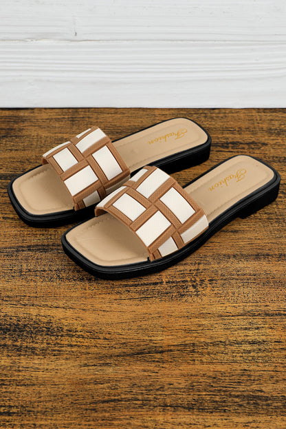 Two Tone Square Toe Slippers