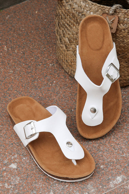Vintage Buckle Thong Slippers