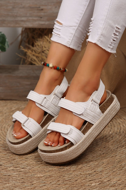Sofia Double Velcro Woven Platform Sandals
