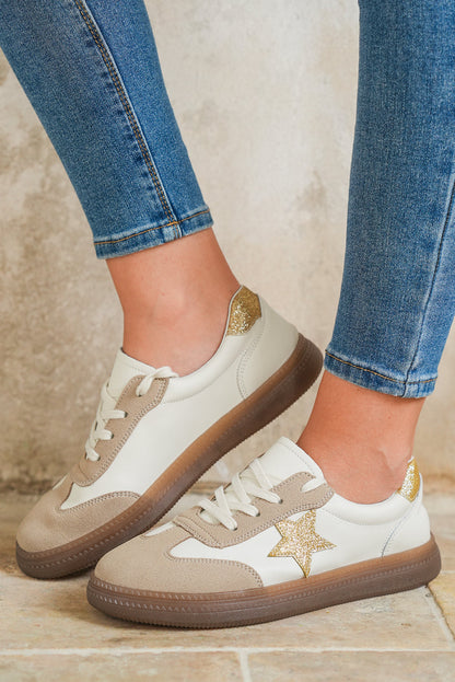 Avani Shimmer Star Patch Lace up Retro Flattie