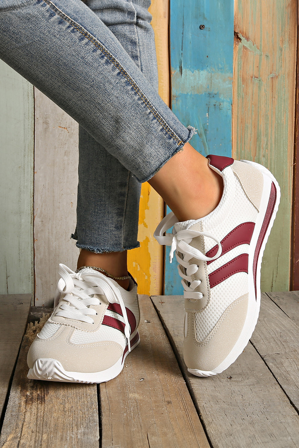 Karter Breathable Lace-up Sneakers Threaded Pear