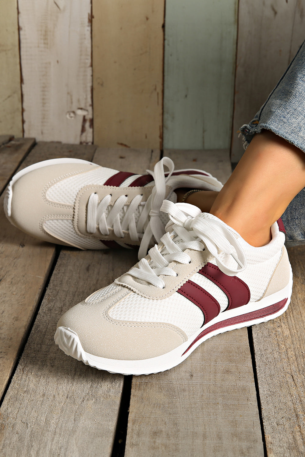 Karter Breathable Lace-up Sneakers Threaded Pear