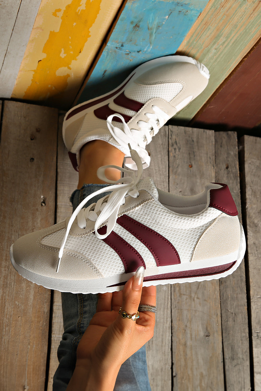 Karter Breathable Lace-up Sneakers Threaded Pear