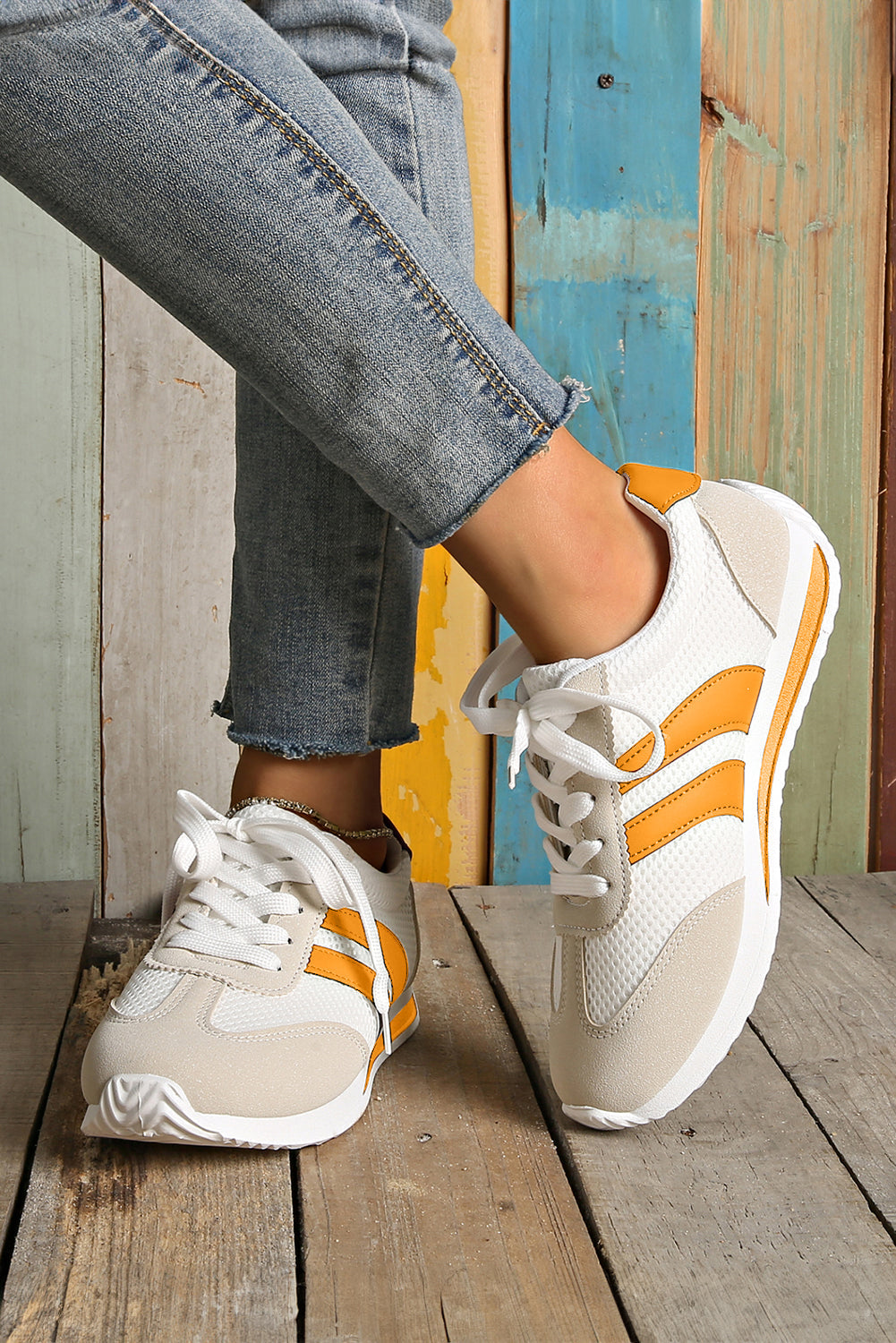 Karter Breathable Lace-up Sneakers Threaded Pear