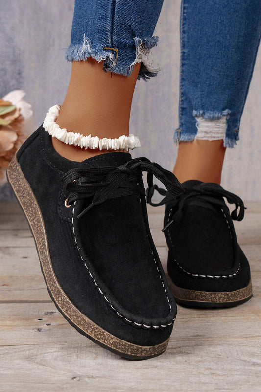 Sutton Thick Sole Lace-up Casual Shoes Threaded Pear