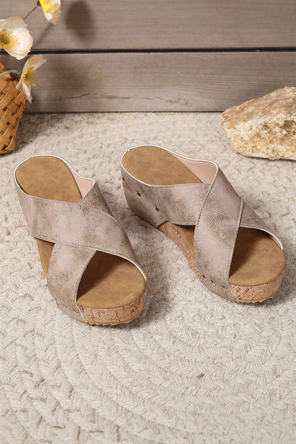 Wren Criss Cross Wedge Slippers