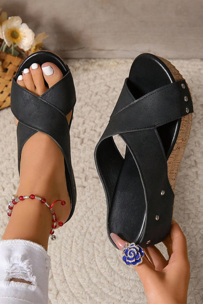 Wren Criss Cross Wedge Slippers