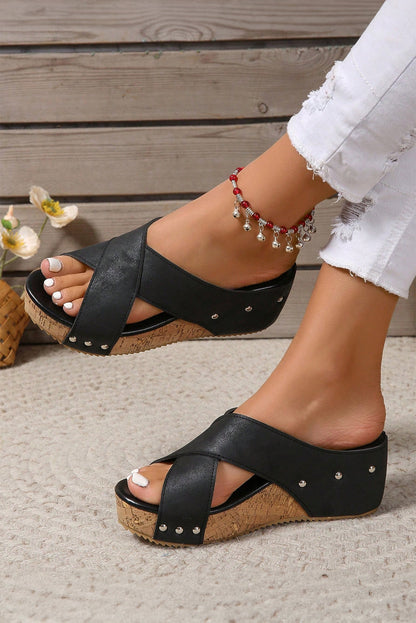 Wren Criss Cross Wedge Slippers