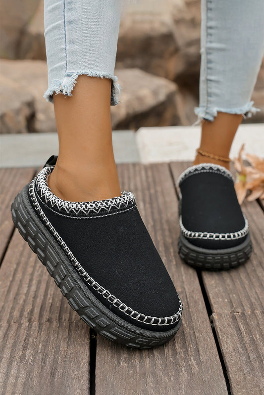 Millie Plush Winter Clog Slippers Threaded Pear
