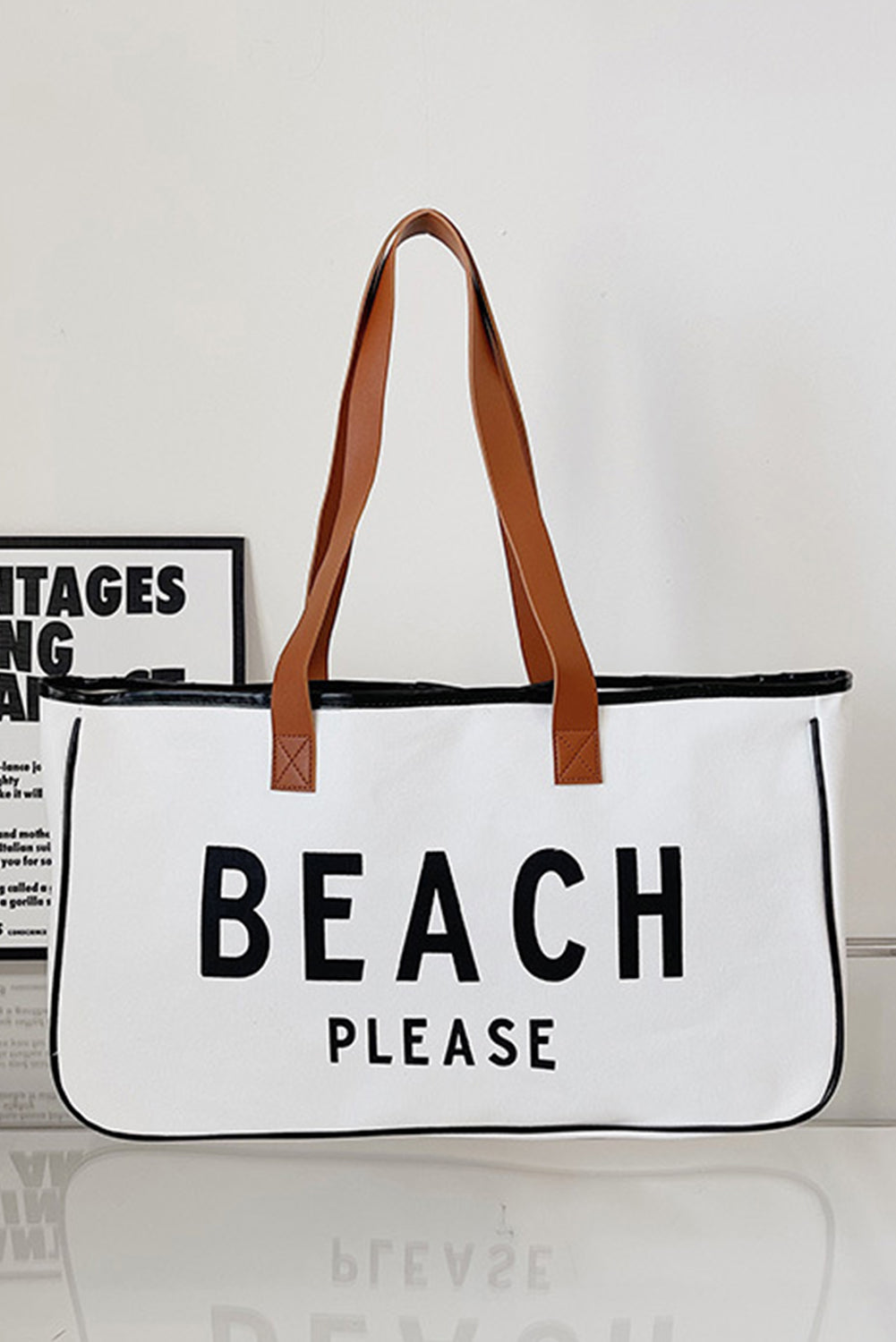 Ryan Beach Please Canvas Tote Threaded Pear