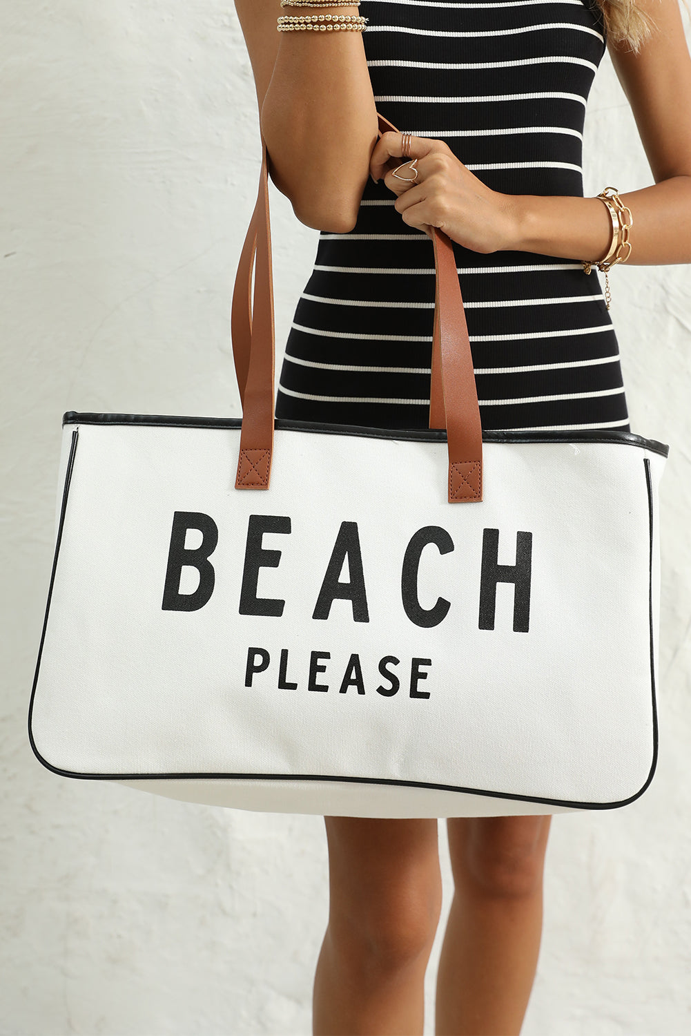 Ryan Beach Please Canvas Tote Threaded Pear