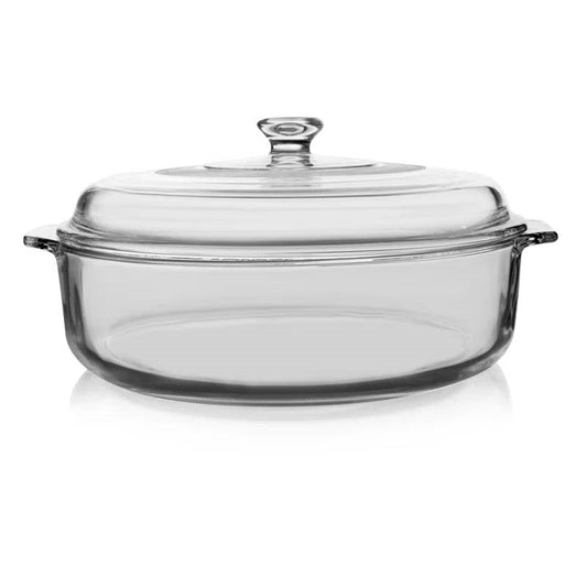 3-Quart Glass Bakeware Casserole Dish Dutch Oven with Oven-Safe Glass Lid FastFurnishings