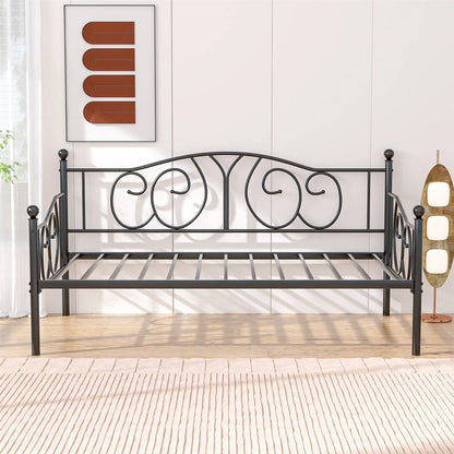Twin size Victorian Black Metal Daybed Frame - 350 lbs. Weight Capacity FastFurnishings
