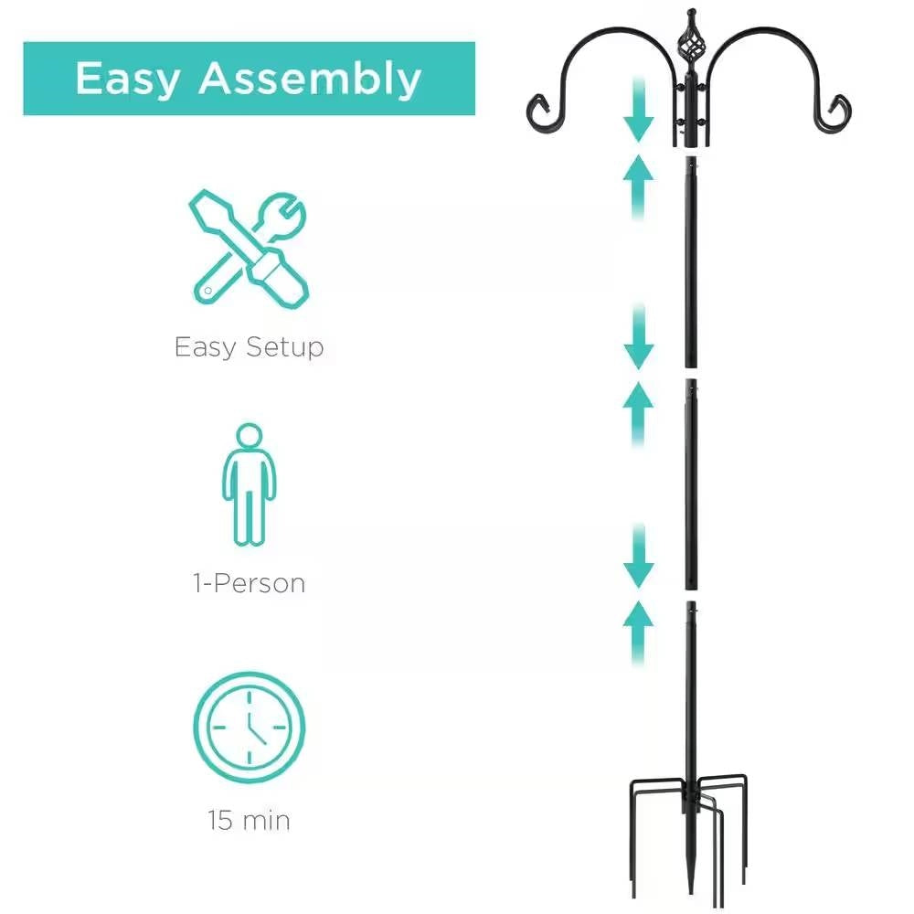 Complete Bird Feeder Set with Black Metal Stand and Bird Feeders FastFurnishings