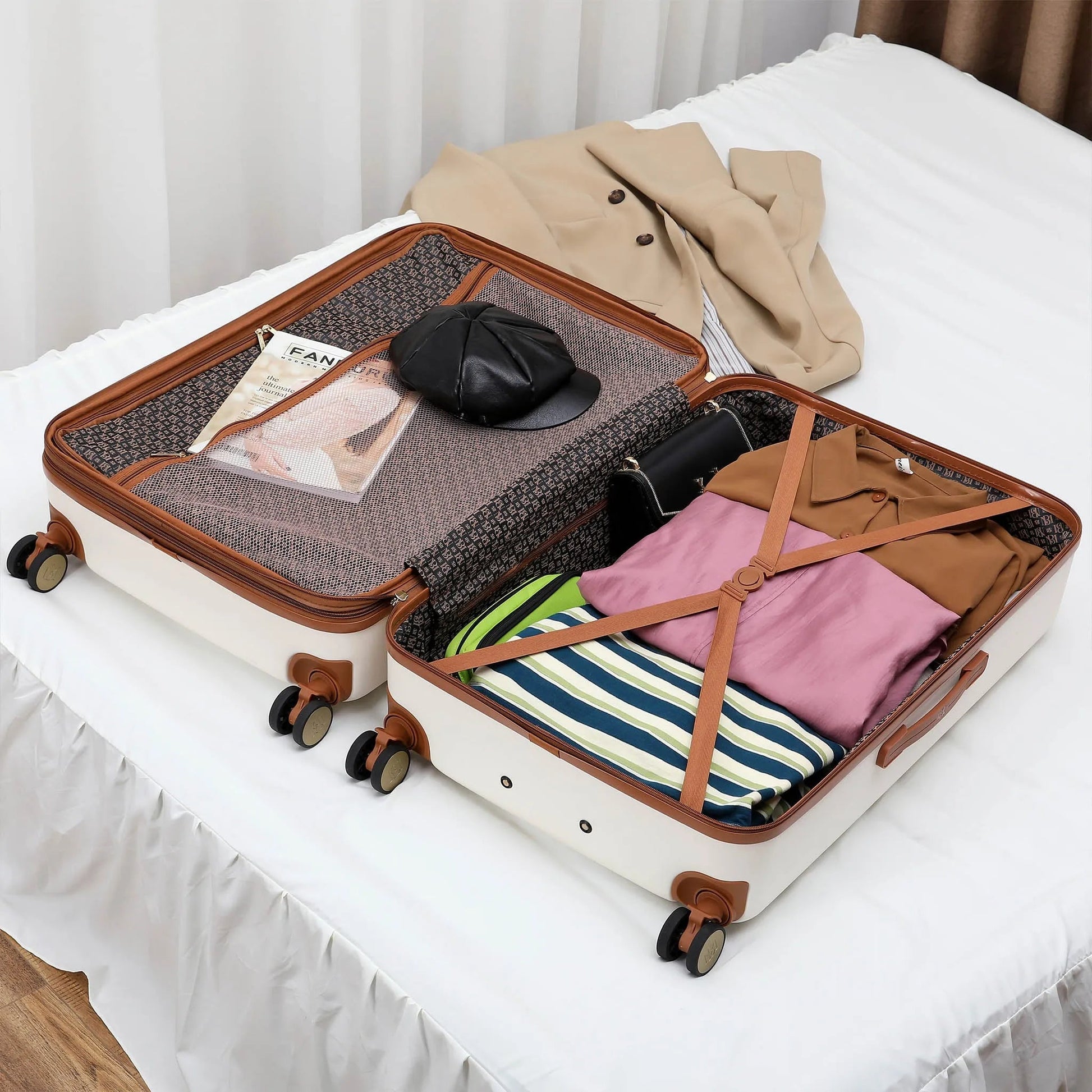 Grace 3 Piece Expandable Retro Luggage Set Travellty