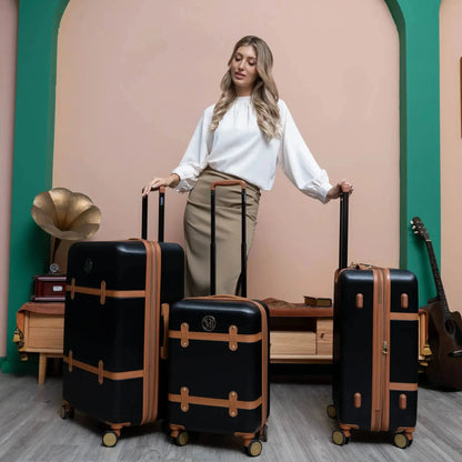 Grace 3 Piece Expandable Retro Luggage Set Travellty