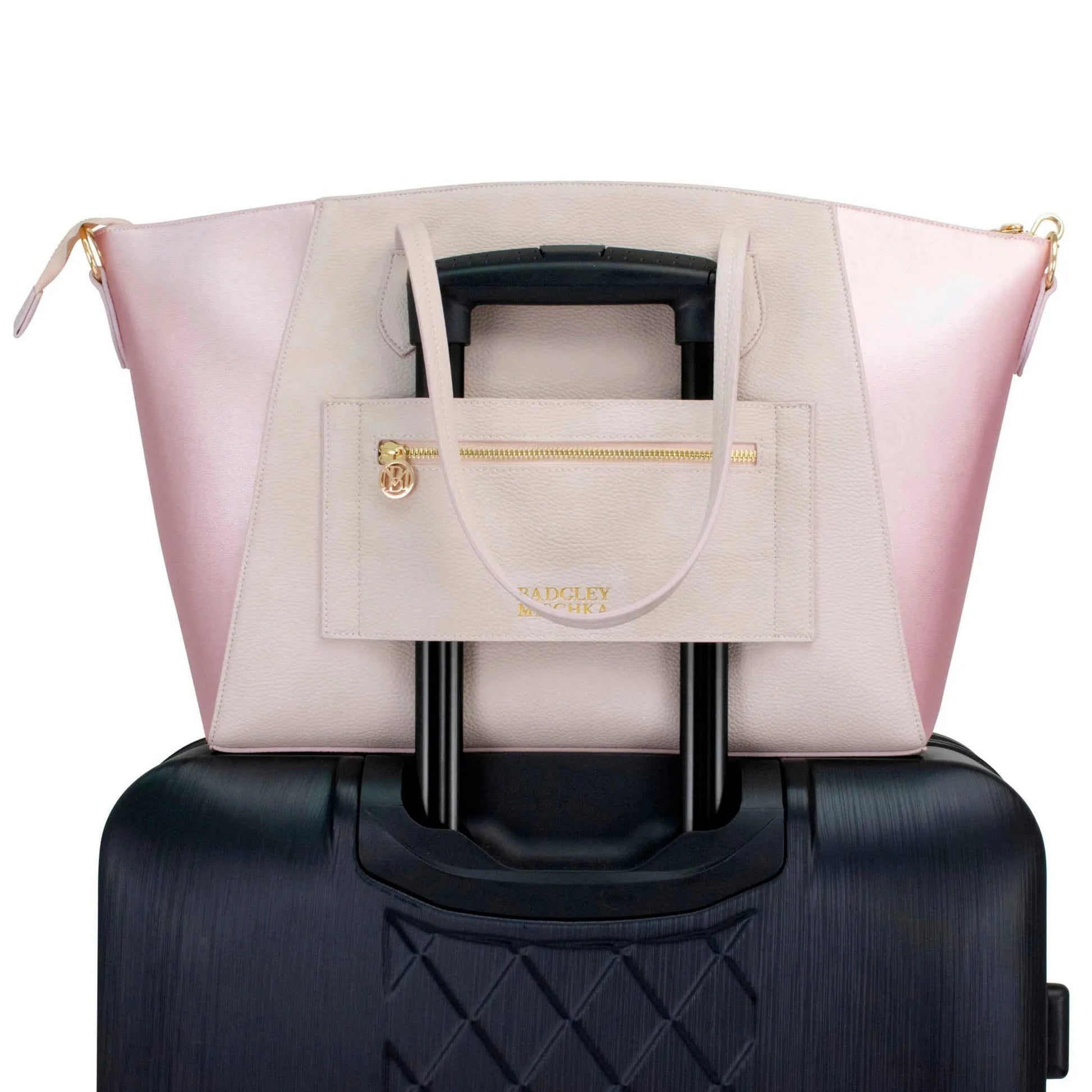 Caroline Vegan Leather Monogram Weekender Duffel Bag Travellty