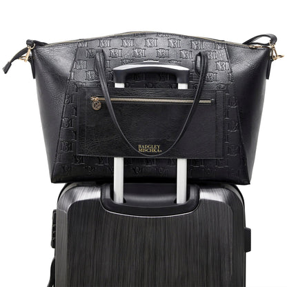 Caroline Vegan Leather Monogram Weekender Duffel Bag Travellty
