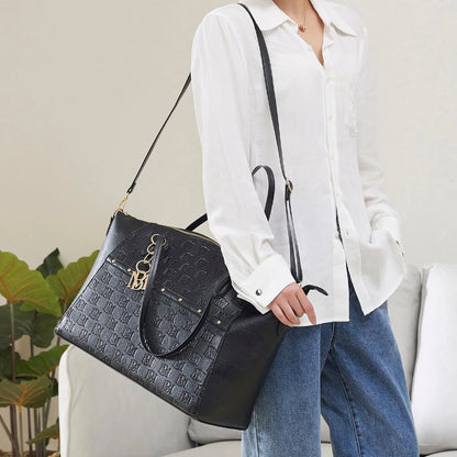 Caroline Vegan Leather Monogram Weekender Duffel Bag Travellty