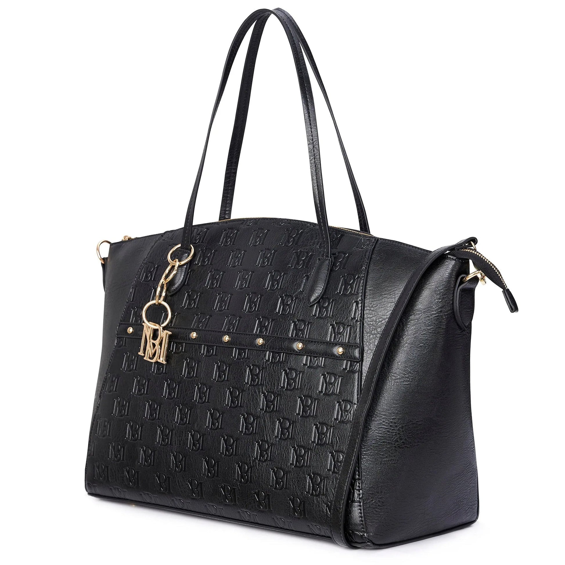 Caroline Vegan Leather Monogram Weekender Duffel Bag Travellty