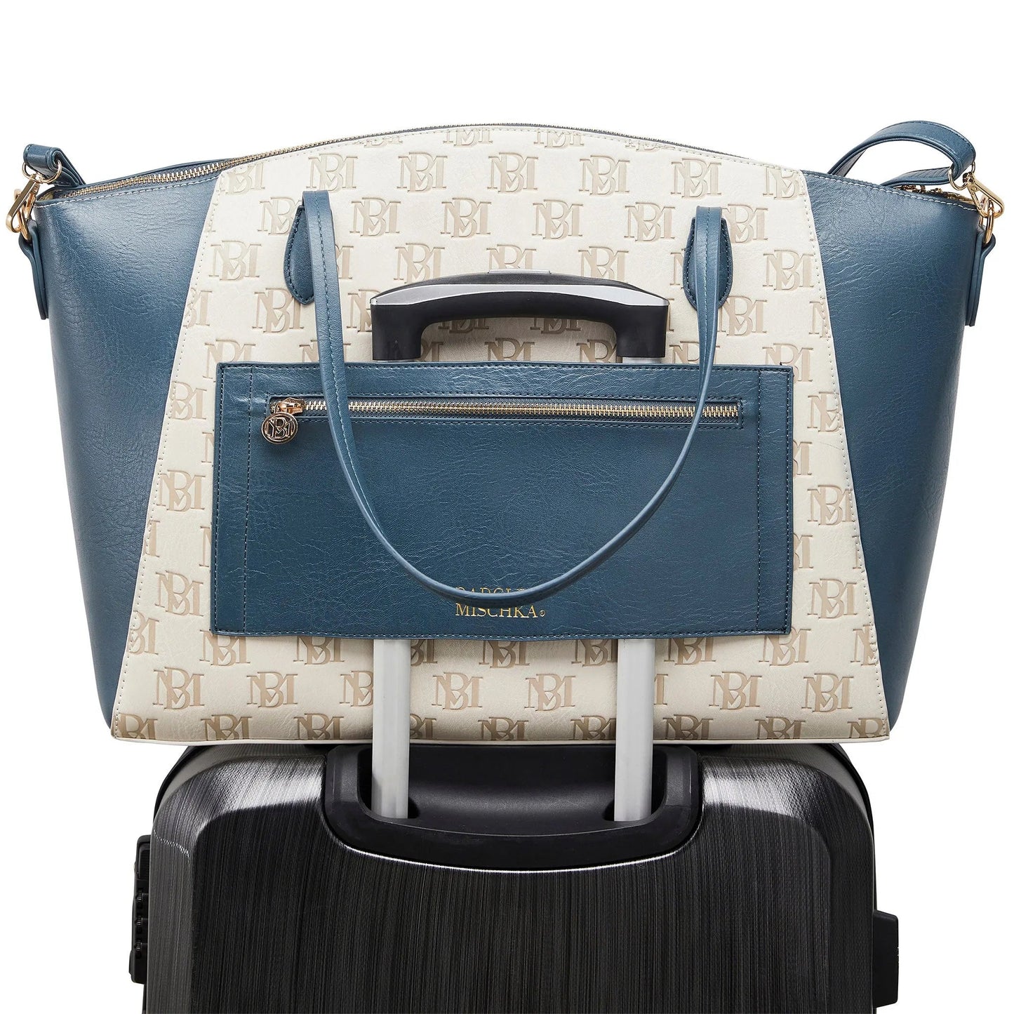 Caroline Vegan Leather Monogram Weekender Duffel Bag Travellty