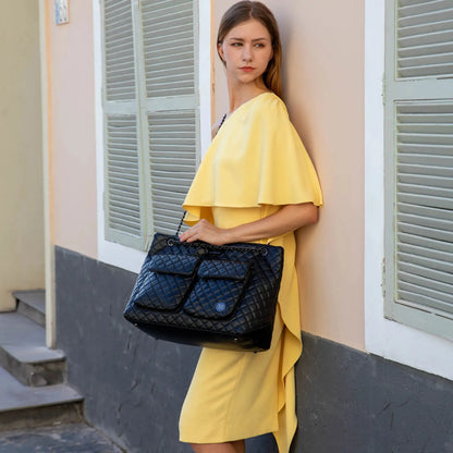 Diana Quilted Vegan Leather Weekender Duffel Bag