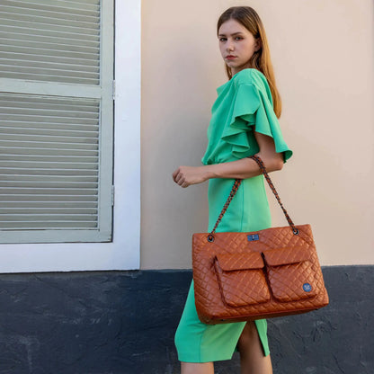 Diana Quilted Vegan Leather Weekender Duffel Bag