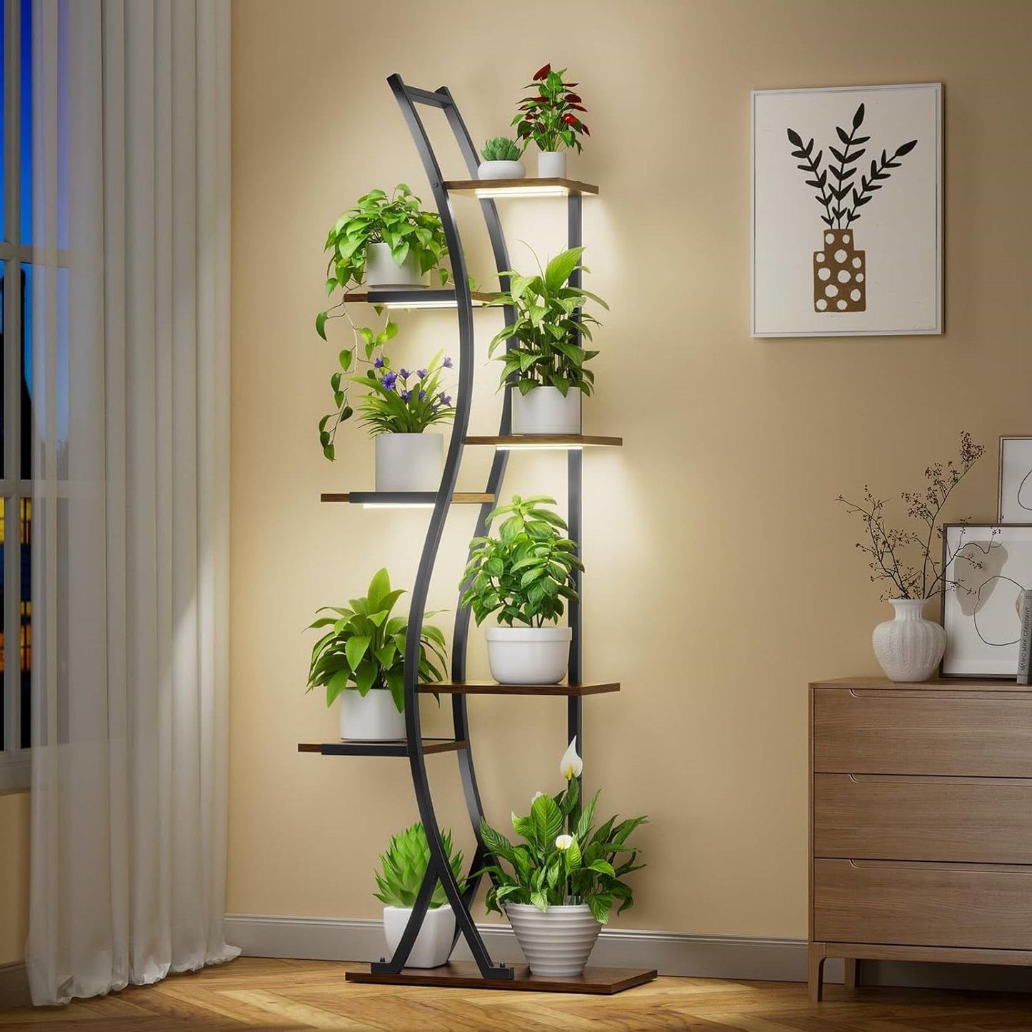 63-inch Tall Modern 6-Shelf Indoor Plant Stand Shelving Unit FastFurnishings