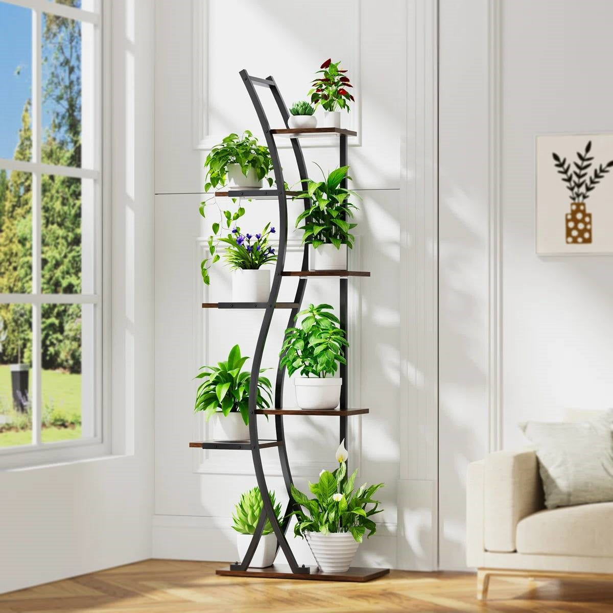 63-inch Tall Modern 6-Shelf Indoor Plant Stand Shelving Unit FastFurnishings