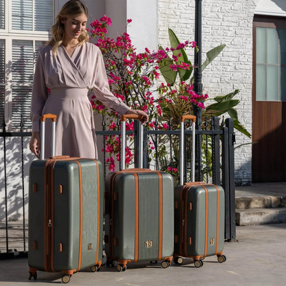 Mia 3 Piece Expandable Retro Luggage Set Travellty