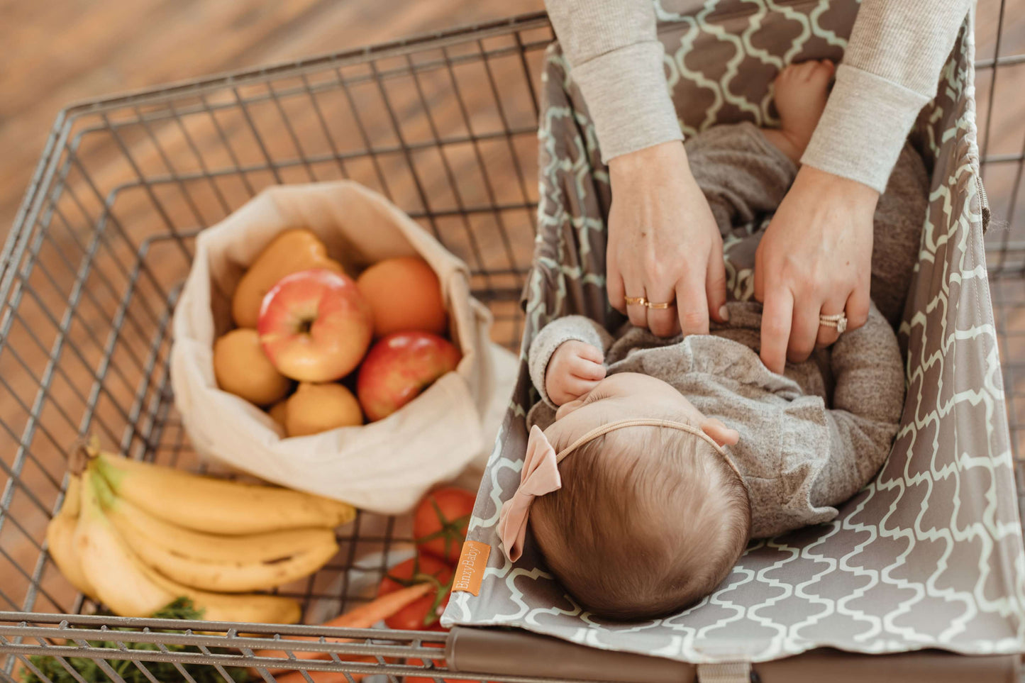 Baby Shopping Cart Hammock | Gray/Aqua Binxy Baby