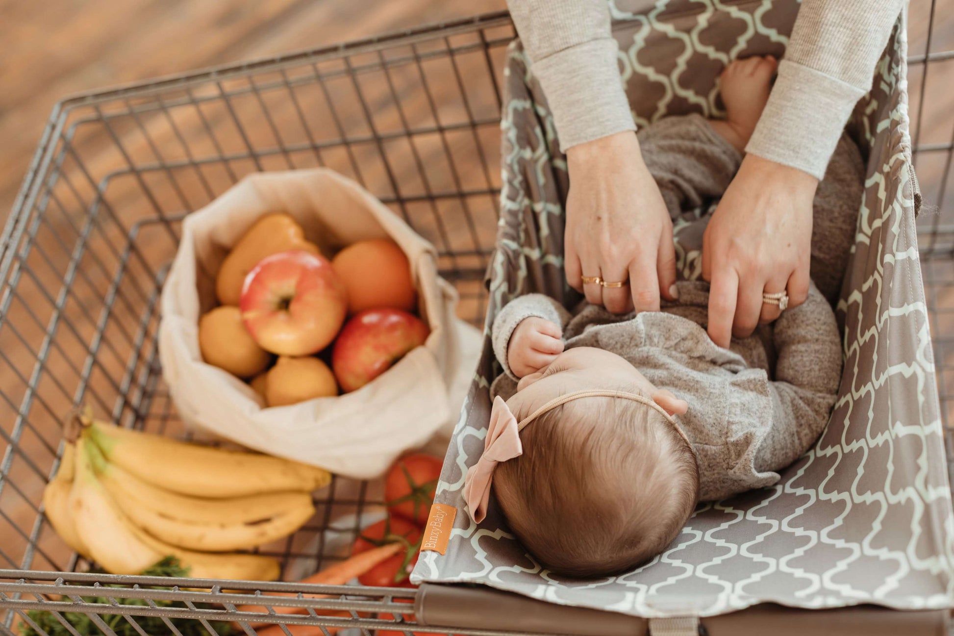 Baby Shopping Cart Hammock | Gray/Aqua Binxy Baby