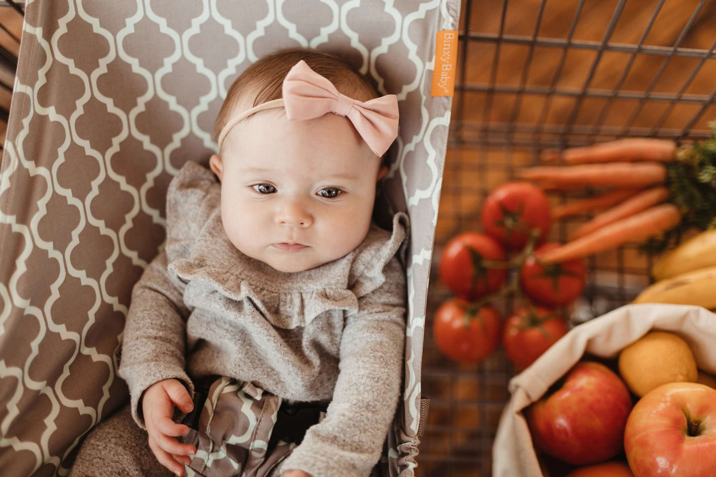 Baby Shopping Cart Hammock | Gray/Aqua Binxy Baby