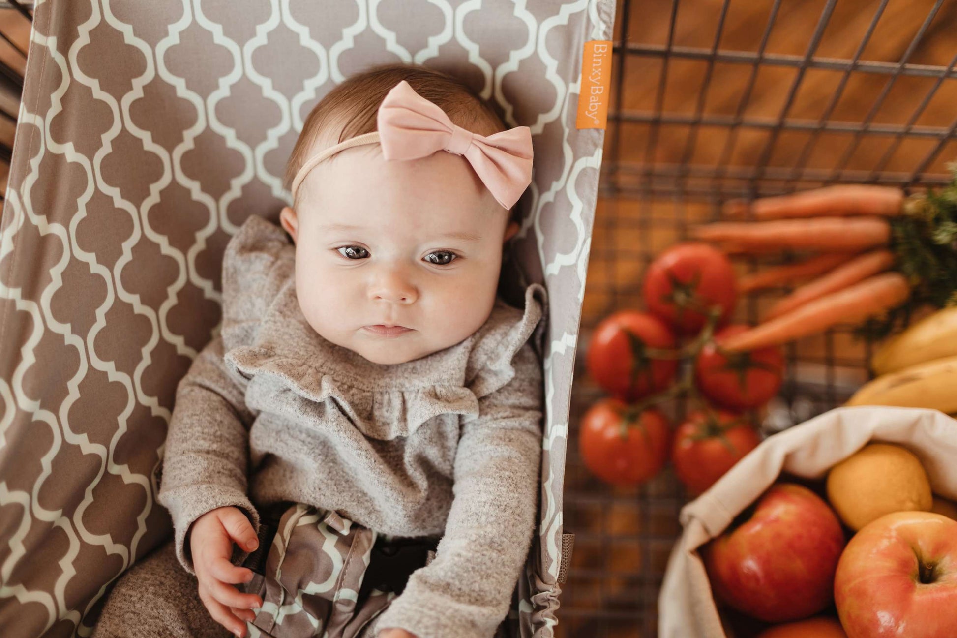 Baby Shopping Cart Hammock | Gray/Aqua Binxy Baby