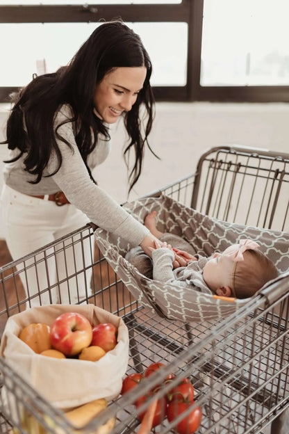Baby Shopping Cart Hammock | Gray/Aqua Binxy Baby