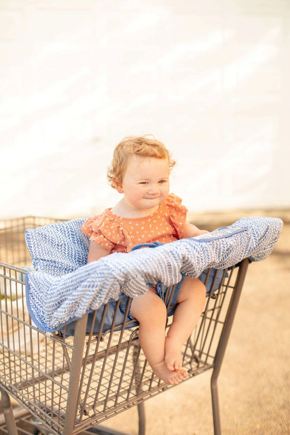 Baby Shopping Cart Cover | Blue Little Arrows Design Binxy Baby