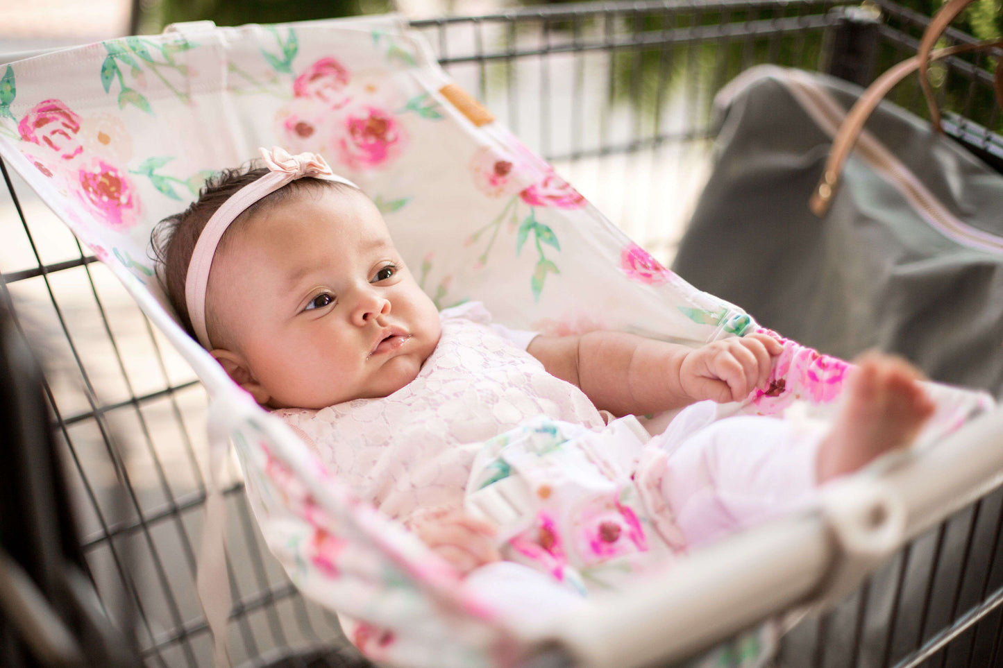 Baby Shopping Cart Hammock | Full Bloom Watercolor Floral Print Binxy Baby