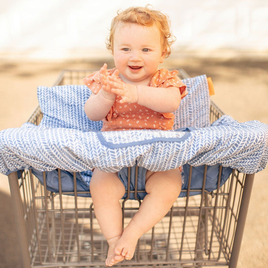 Baby Shopping Cart Cover | Blue Little Arrows Design Binxy Baby