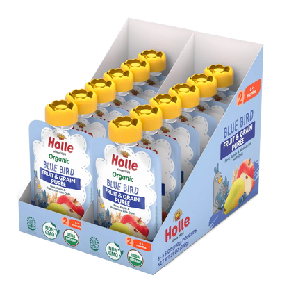 Holle Baby Food Pouches - Organic Fruit & Grain Puree - Blue Bird Holle USA