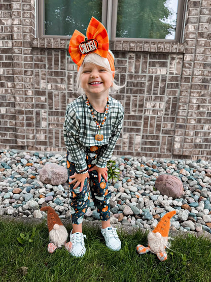Fall pumpkins honey/ Ollie romper - with snaps - Get it from Bo