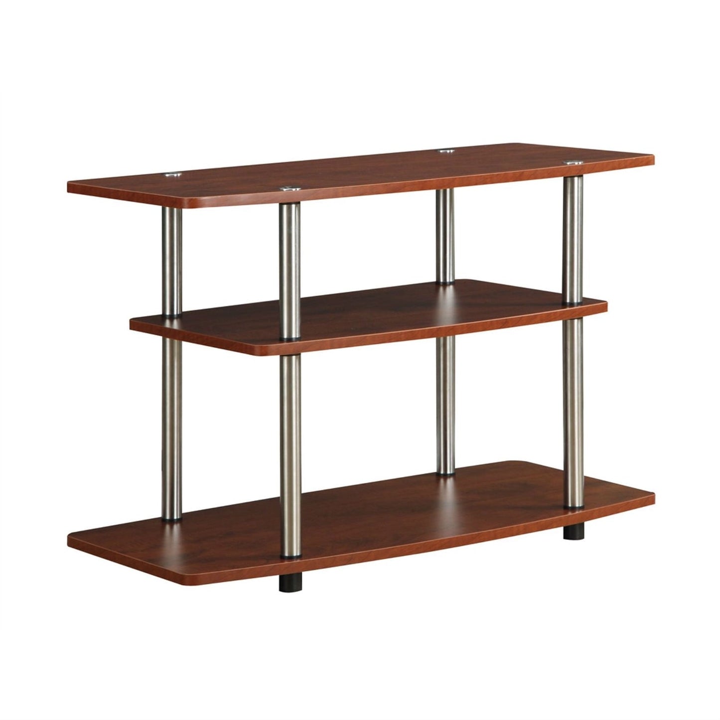 Modern Wood and Metal TV Stand in Cherry Brown Finish FastFurnishings