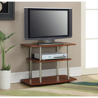 Modern Wood and Metal TV Stand in Cherry Brown Finish FastFurnishings